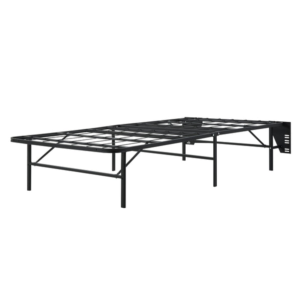 English Elm Black Metal Platform Bed Frame Queen High-Profile Foldable Design for Easy Assembly, Headboard Mountable Black 39.25 L x 38.75 W x 4.25 H B011P197729