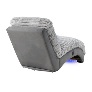 English Elm DENISE Grey Nickel Accent Chaise with USB Port, Plush Fabric Upholstery, Padded Seat & LED Lighting B201P291909