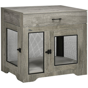English Elm Pawhut Stylish Dog Crate End Table With Soft Cushion & Drawer, Durable Indoor Furniture For Small Dogs W2225P217153-GIGA