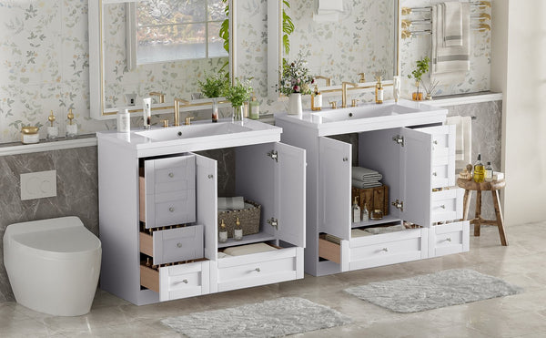 English Elm 72-inch Shaker Double Bathroom Vanity with Resin Basin and Soft Close Storage N729P000030K