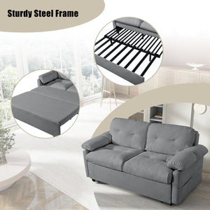 English Elm (old: W3163p269700) Convertible Chenille Sleeper Loveseat with Queen Pullout and Rolling Casters Grey W3163S00101