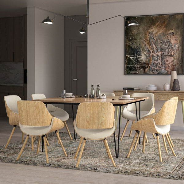 English Elm Malden Bentwood Dining Chair - Mid-Century Style With Curved Wood Back And Plush Comfort Seat B136P158909