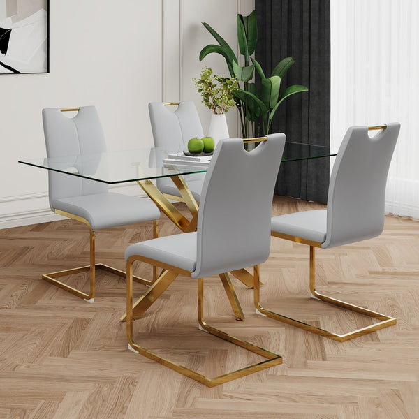 English Elm Modern Faux Leather Dining Side Chairs with Chrome Legs Ergonomic Set of 2 W210127293