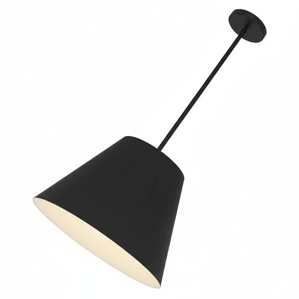 English Elm 16 Inch Sculptural Matte Pendant Light with Etched Glass Diffuser for Kitchen or Dining Black B370P403644