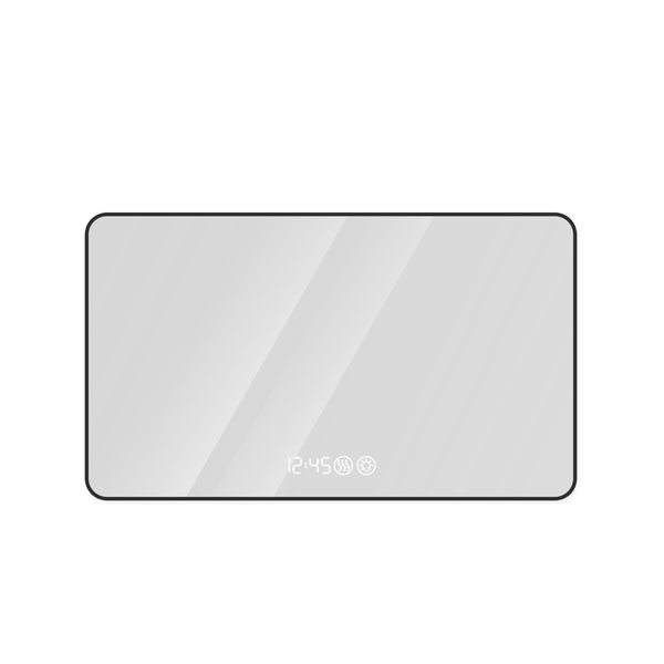 English Elm 48x32 Black Frame Wall Mirror with Time & Temp Display, 3-Color Dimmable LED, Defogger, Safety Glass W2709P242468