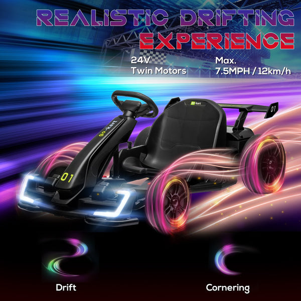 English Elm Aosom 24v Electric Go Kart Ride on Toy with Drifting Dual Motor and Adjustable Seat W2225P229145