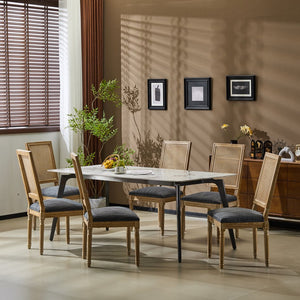English Elm Christopher Knight Home® - [Set Of 6] Vintage-Inspired French Country Dining Chairs - Elegant Cane Backrest & Upholstered Comfort N767P263678H_6