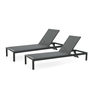 English Elm Christopher Knight Home® - CAPE Coral KD Chaise Lounge Set of 2 - Breathable Mesh, Rust-Resistant Aluminum, 4-Position Recline, Wheels N779P180399B