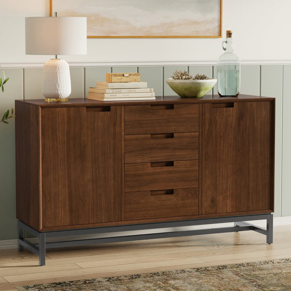 English Elm Banting Walnut Veneer Sideboard with Drawers Mid Century Modern Dining Storage B136P439018