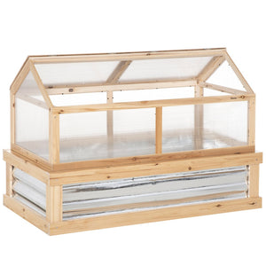 English Elm Outsunny Raised Garden Bed With Polycarbonate Greenhouse, Versatile Cold Frame For Year-Round Growth W2225P200936-GIGA