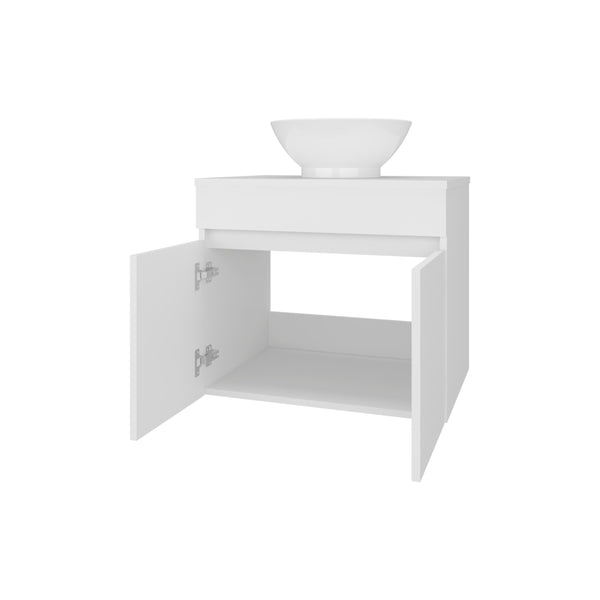 English Elm Sheridan Compact White Bathroom Vanity with 2 Doors, Scratch-Resistant Melamine, Space-Saving 20.4"H B128P314799