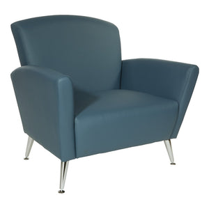 OSP Home Furnishings Club Chair with Antimicrobial Dillon Fabric and Chrome Legs for Modern Office Lounges Blue SL50551-R105