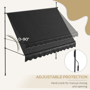 English Elm Outsunny Manual Retractable Awning – 118" Freestanding Patio Shade With Uv-Resistant Canopy & Support W2225P200705-GIGA