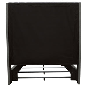 English Elm Copper Tufted Upholstered Queen Panel Bed with 72" Extra-Tall Headboard, Solid Birch Legs, Grey Fabric Finish B062S00704