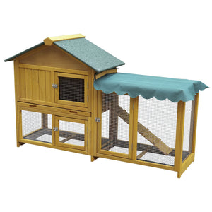 English Elm 45 Inch Solid Wood Outdoor Dog House with Elevated Floor and Waterproof Insulated Roof W1431P388037