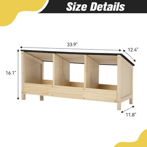 English Elm Chicken Nesting Box with Asphalt Roof Three Compartments Solid Pine Backyard Coop W2181P363545
