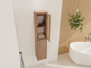 English Elm 12" Bathroom Side Cabinet - Modern Wall-Mounted Design With Soft-Close Doors & Space-Saving Style W999S00340