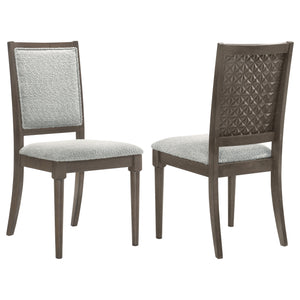 English Elm Perkins Dark Brown Upholstered Dining Side Chair Set of 2 — Transitional Wood Frame, Textured Geometric Backs, Comfortable Seats B062P375504