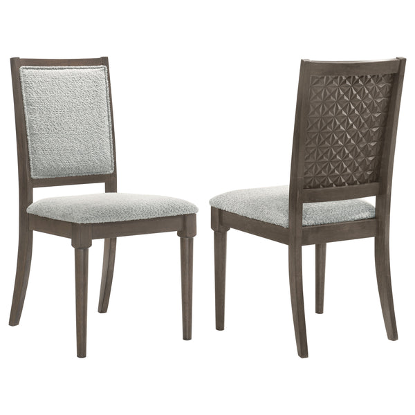 English Elm Perkins Dark Brown Upholstered Dining Side Chair Set of 2 — Transitional Wood Frame, Textured Geometric Backs, Comfortable Seats B062P375504