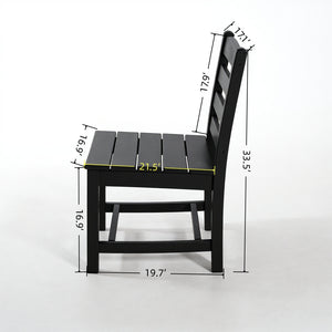 English Elm 3-Piece HDPE Outdoor Dining Set with Round Table and 2 Armless Chairs, Weatherproof Compact Bistro Black W3566S00019
