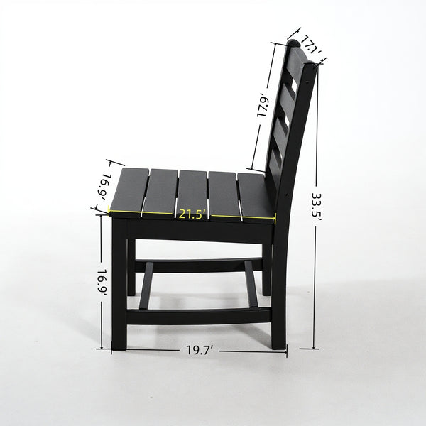 English Elm 3-Piece HDPE Outdoor Dining Set with Round Table and 2 Armless Chairs, Weatherproof Compact Bistro Black W3566S00019