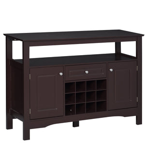 English Elm HOMCOM Espresso Sideboard Buffet Cabinet with Drawer & Removable 12-Bottle Wine Rack, Sturdy MDF Storage (45.75"W) W2225P173874