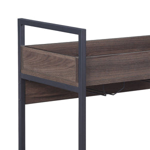 English Elm Rectangular Industrial Serving Cart with 2-Tier Walnut Shelves, Cup Holder & Dual Handles on Casters B016P316084