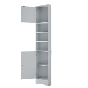 English Elm Multi-Functional Corner Cabinet Tall Trapezoid Bathroom Storage with Adjustable Shelves, Doors, Anti-Dump Device Grey WF530911AAE