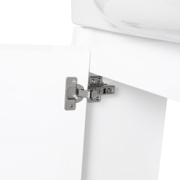 English Elm 24'' Floating Wall Mounted Bathroom Vanity with Ceramic Sink and Soft Close Cabinet Glossy White W999P426636