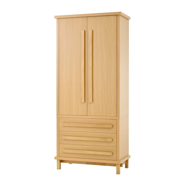 English Elm 70" Tall Pantry Cabinet Rubberwood Legs Three Drawers Six Door Shelves Kitchen Storage Natural N762P326960N