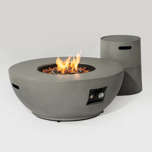 English Elm 36" 50000 BTU Propane Fire Pit Table with Stainless Burner, Lava Rocks, Rain Cover & Pulse Igniter W853P193940