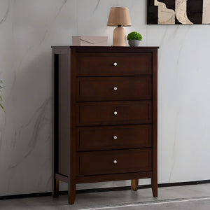 English Elm Daniel Assembled 5-Drawer Chest with English Dovetail Drawers, Metal Hardware & Solid Wood Frame Cappuccino 51 L x 34 W x 18 H B078P400743