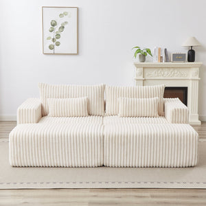 English Elm 87" Oversized Sectional Lounge Chaise - Cloud-Like Comfort, No Assembly, Plush Loveseat With Footstools W834S00331