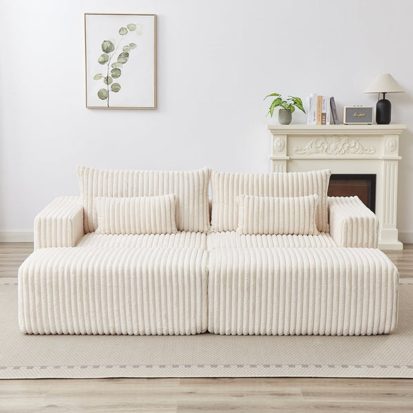 English Elm 87" Oversized Sectional Lounge Chaise - Cloud-Like Comfort, No Assembly, Plush Loveseat With Footstools W834S00331