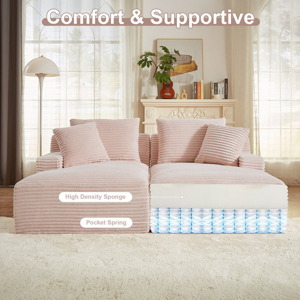 English Elm Indoor Oversized Double Chair Sleeper Sofa Wide Low Profile Minimalist Lounge Seat Pink W2100S00353