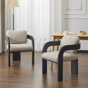 English Elm Christopher Knight Home® - 2-Pack Dining Chairs with Pillow Back and Curved Arms, Foam Seat Comfort, Sturdy Rubber Wood Frame Beige+Black N779P298399A