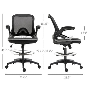English Elm Premium Mesh Back Drafting Chair with Flip up Arms for Studio and Office Use T3971P409080