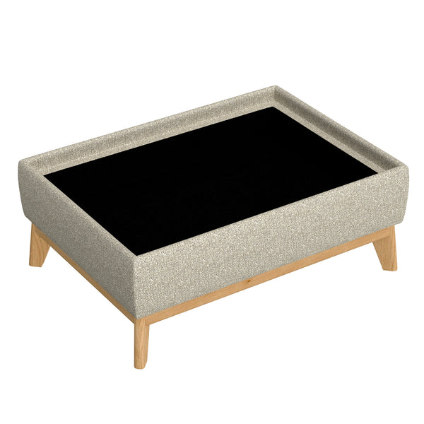 English Elm Wallace & Bay - Tan Reversible Tray Ottoman - Mid-Century Modern Tan Engineered Wood, Dual-Sided Tray Top, Low Profile Lounge 38x28x14 B2709P212478