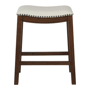 OSP Home Furnishings 24" Saddle Stool - Set of 2 Cream / Dark Walnut