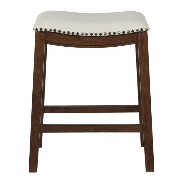 OSP Home Furnishings 24" Saddle Stool - Set of 2 Cream / Dark Walnut