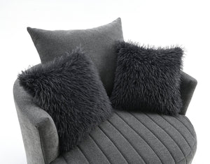 English Elm Transitional Hoople Channel Tufted Swivel Chair with Curved Back and 360° Base Upholstered Accent Piece Dark Gray 45 L x 43 W x 26 H B2741P400832