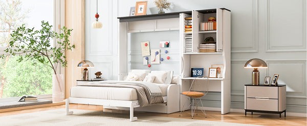English Elm Multi-Functional Murphy Bed With Sofa, Desk & Storage – Stylish Space-Saving Design For Modern Living N7090000605K