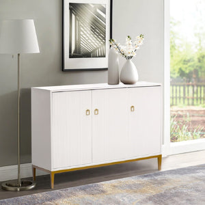 Pasargad Home Pearl Collection Ivory Sideboard - Luxurious 4-door Cabinet With Glamorous Accents Ivory Wood Finish Pph-m3