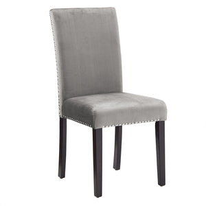 Homelegance By Top-Line Saber Nailhead Velvet Upholstered Chairs (Set of 2) Grey Wood