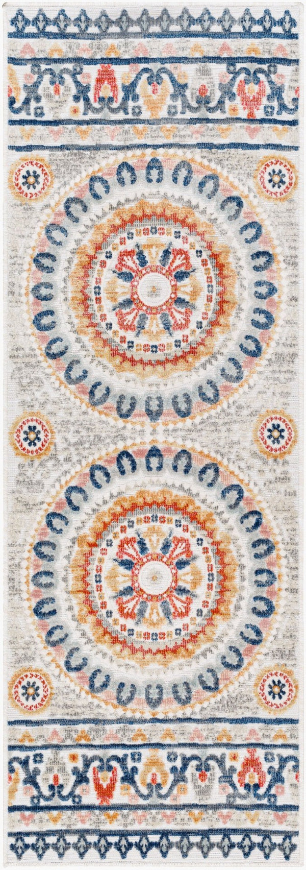 Livabliss Cabo Machine Woven Polypropylene Traditional Area Rug for Entryway Patio or Accent White, Dark Blu 2'7" x 7'3" CBO2310-2773