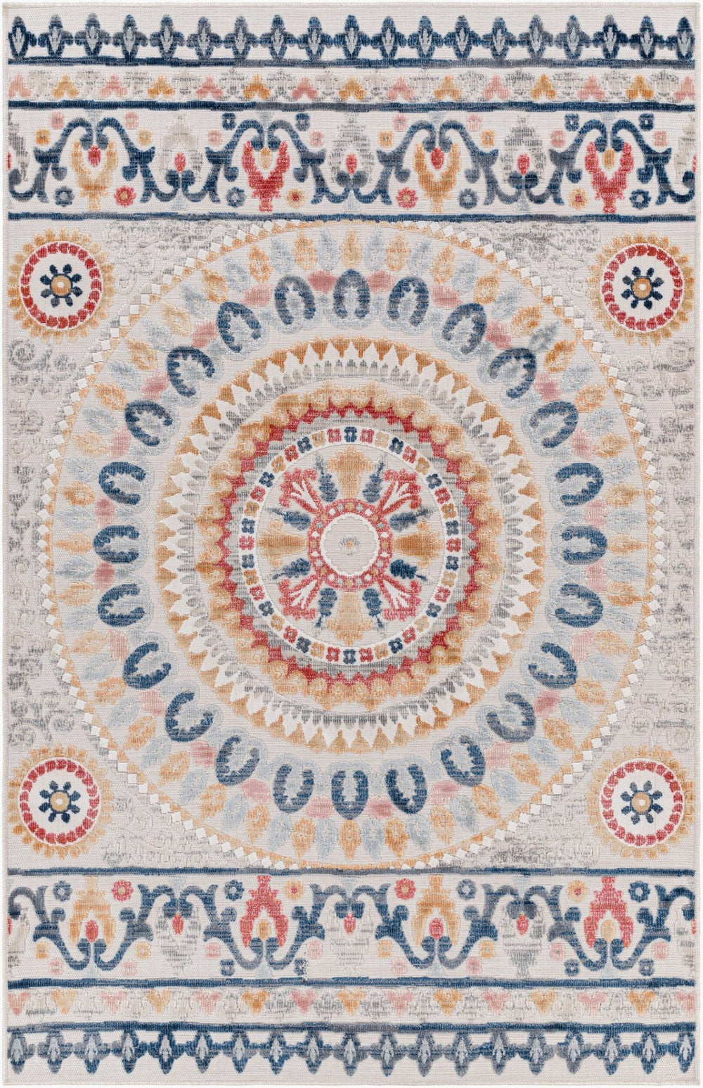 Livabliss Cabo Machine Woven Polypropylene Traditional Area Rug for Entryway Patio or Accent White, Dark Blu 2'2" x 3'9" CBO2310-2239