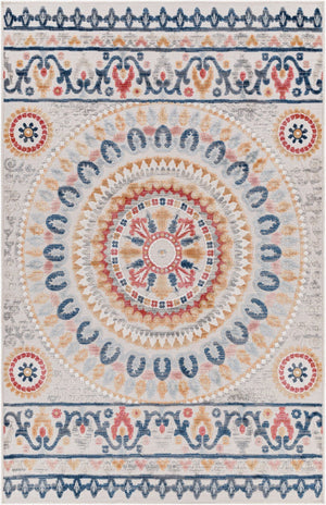 Livabliss Cabo Machine Woven Polypropylene Traditional Area Rug for Entryway Patio or Accent White, Dark Blu 2'2" x 3'9" CBO2310-2239
