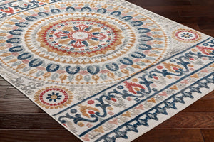 Livabliss Cabo Machine Woven Polypropylene Traditional Area Rug for Entryway Patio or Accent White, Dark Blu 2'7" x 7'3" CBO2310-2773