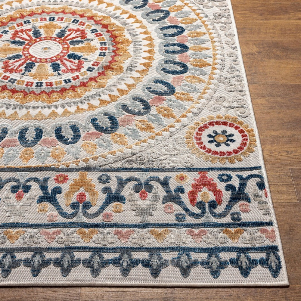 Livabliss Cabo Machine Woven Polypropylene Traditional Area Rug for Entryway Patio or Accent White, Dark Blu 2'2" x 3'9" CBO2310-2239