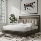 Parker House Pure Modern Bedroom King Platform Bed 2 Nightstands Dresser With Mirror And Chest Gray Oak Solids ,Oak Veneers Bpur-6pc-1266-dmn2c